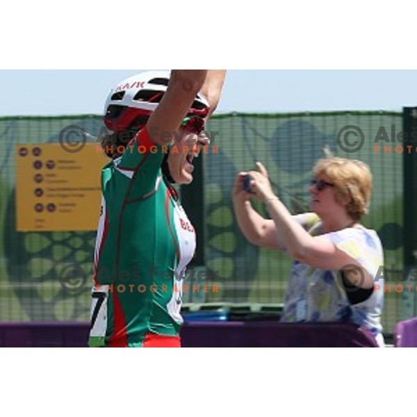 Alena Amialiusik (BLR), winner of Women\'s road race 120 km at First European Games Baku 2015, Azerbaijan on June 20, 2015
