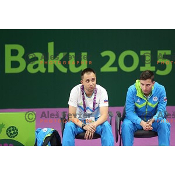 Kaja Stankovic of Slovenia plays in group stage of Badminton Tournament at First European Games Baku 2015 in Baku Sports Hall, Azerbaijan on June 22, 2015