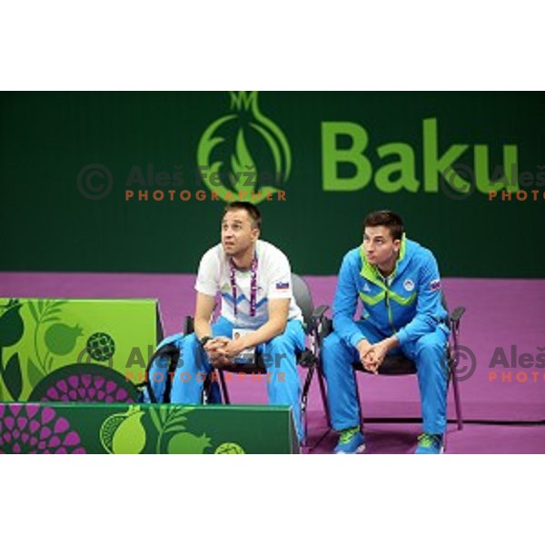 Kaja Stankovic of Slovenia plays in group stage of Badminton Tournament at First European Games Baku 2015 in Baku Sports Hall, Azerbaijan on June 22, 2015