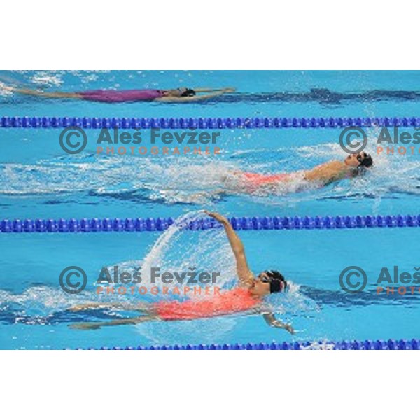 Gaja Kristan and Ava Schollmayer of Slovenia swim in qualification at First European Games Baku 2015 in Baku Aquatics Centre, Azerbaijan on June 23, 2015