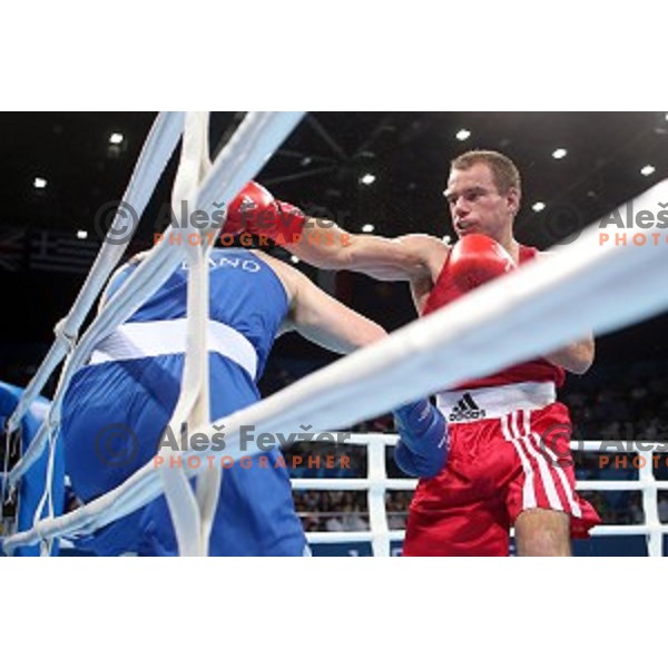 Aljaz Venko of Slovenia fights in quarterfinals of Boxing tournament in Crystal Hall during First European Games Baku 2015, Azerbaijan on June 24, 2015