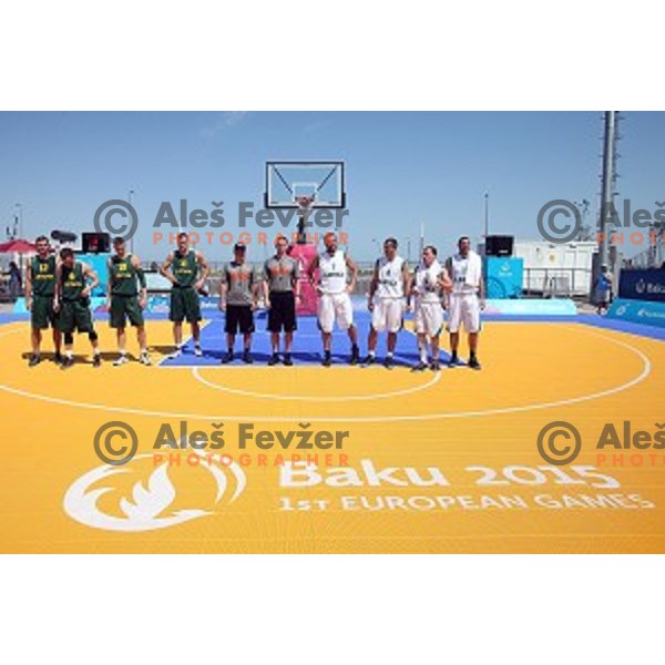 Preliminary round group A Men\'s basketball match 3x3 Slovenia- Lithuania at First European Games Baku 2015 in European Games Park, Azerbaijan on June 24, 2015