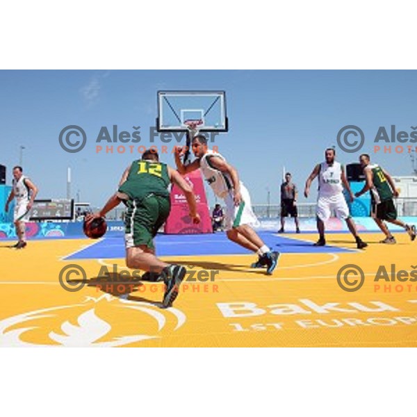 Preliminary round group A Men\'s basketball match 3x3 Slovenia- Lithuania at First European Games Baku 2015 in European Games Park, Azerbaijan on June 24, 2015