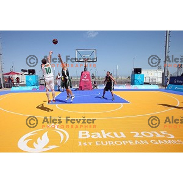 Preliminary round group A Men\'s basketball match 3x3 Slovenia- Lithuania at First European Games Baku 2015 in European Games Park, Azerbaijan on June 24, 2015