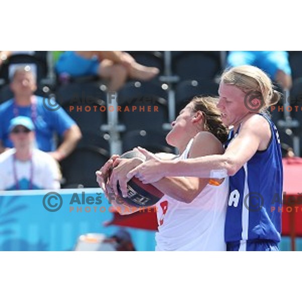 Preliminary round group C Women\'s basketball match 3x3 Slovenia-Spain at First European Games Baku 2015 in European Games Park, Azerbaijan on June 24, 2015