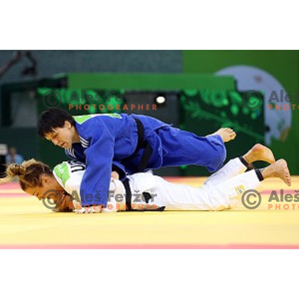 Petra Nareks of Slovenia fights in Women\'s -52 kg at Judo Tournament in Heydar Aliyev Arena at First European Games Baku 2015 in European Games Park, Azerbaijan on June 25, 2015