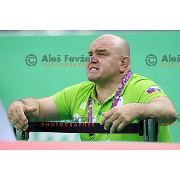 Coach Marjan Fabjan at Judo Tournament in Heydar Aliyev Arena at First European Games Baku 2015 in European Games Park, Azerbaijan on June 25, 2015
