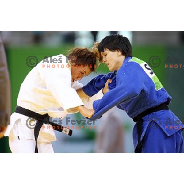 Petra Nareks of Slovenia fights in Women\'s -52 kg at Judo Tournament in Heydar Aliyev Arena at First European Games Baku 2015 in European Games Park, Azerbaijan on June 25, 2015