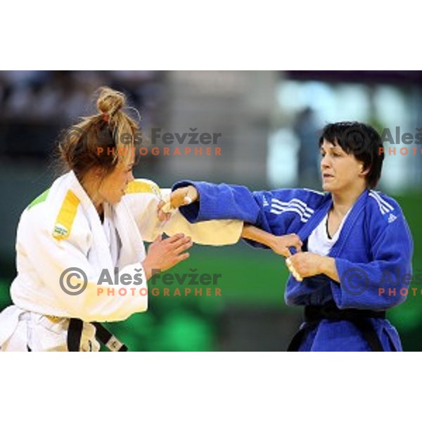Petra Nareks of Slovenia fights in Women\'s -52 kg at Judo Tournament in Heydar Aliyev Arena at First European Games Baku 2015 in European Games Park, Azerbaijan on June 25, 2015