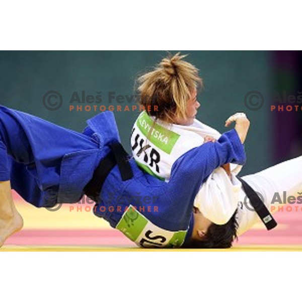 Petra Nareks of Slovenia fights in Women\'s -52 kg at Judo Tournament in Heydar Aliyev Arena at First European Games Baku 2015 in European Games Park, Azerbaijan on June 25, 2015