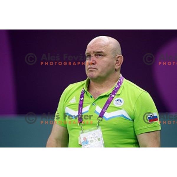 Coach Marjan Fabjan at Judo Tournament in Heydar Aliyev Arena at First European Games Baku 2015 in European Games Park, Azerbaijan on June 25, 2015