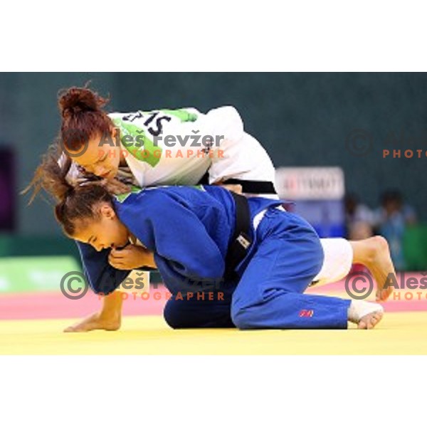 Kristina Vrsic of Slovenia fights in Women\'s -48 kg at Judo Tournament in Heydar Aliyev Arena at First European Games Baku 2015 in European Games Park, Azerbaijan on June 25, 2015