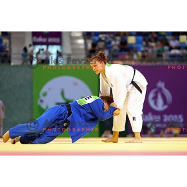 Kristina Vrsic of Slovenia fights in Women\'s -48 kg at Judo Tournament in Heydar Aliyev Arena at First European Games Baku 2015 in European Games Park, Azerbaijan on June 25, 2015