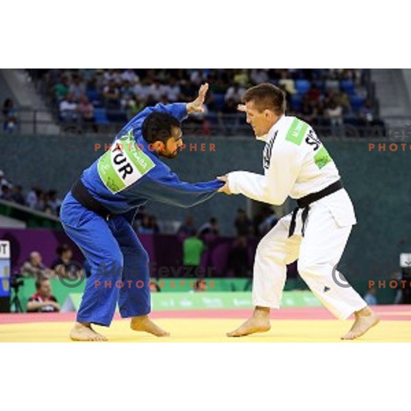 Matjaz Trbovc of Slovenia fights in Men\'s -60 kg at Judo Tournament in Heydar Aliyev Arena at First European Games Baku 2015 in European Games Park, Azerbaijan on June 25, 2015