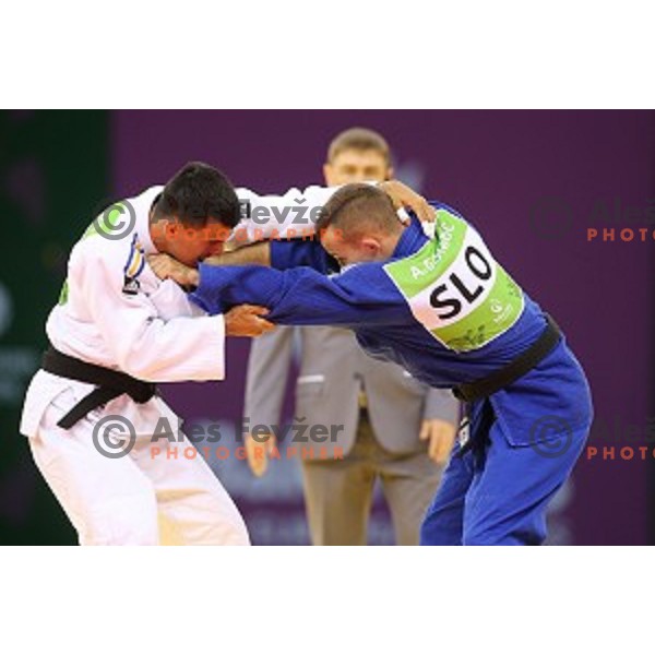 Adrian Gomboc of Slovenia fights in Men\'s -66 kg at Judo Tournament in Heydar Aliyev Arena at First European Games Baku 2015 in European Games Park, Azerbaijan on June 25, 2015