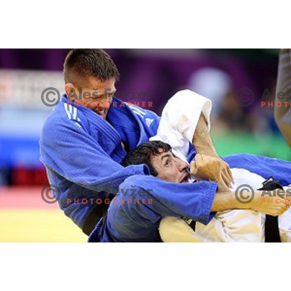 Matjaz Trbovc of Slovenia fights in Men\'s -60 kg at Judo Tournament in Heydar Aliyev Arena at First European Games Baku 2015 in European Games Park, Azerbaijan on June 25, 2015
