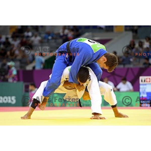 Andraz Jereb of Slovenia fights in Men\'s -66 kg at Judo Tournament in Heydar Aliyev Arena at First European Games Baku 2015 in European Games Park, Azerbaijan on June 25, 2015