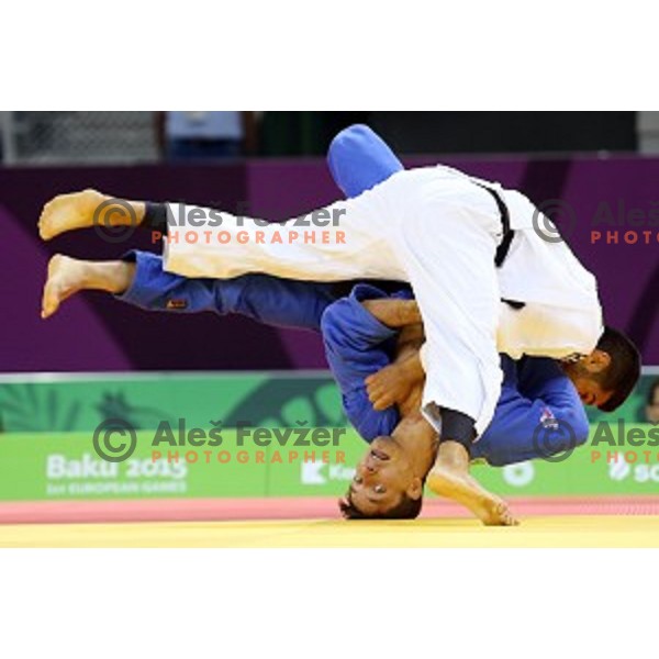 Andraz Jereb of Slovenia fights in Men\'s -66 kg at Judo Tournament in Heydar Aliyev Arena at First European Games Baku 2015 in European Games Park, Azerbaijan on June 25, 2015