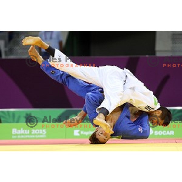 Andraz Jereb of Slovenia fights in Men\'s -66 kg at Judo Tournament in Heydar Aliyev Arena at First European Games Baku 2015 in European Games Park, Azerbaijan on June 25, 2015