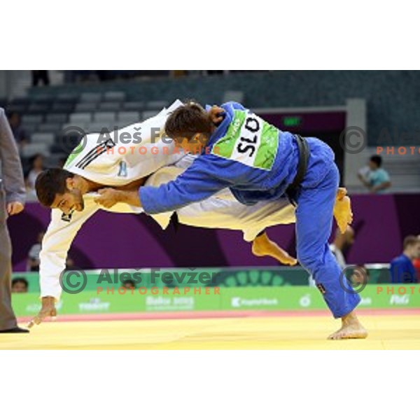 Andraz Jereb of Slovenia fights in Men\'s -66 kg at Judo Tournament in Heydar Aliyev Arena at First European Games Baku 2015 in European Games Park, Azerbaijan on June 25, 2015
