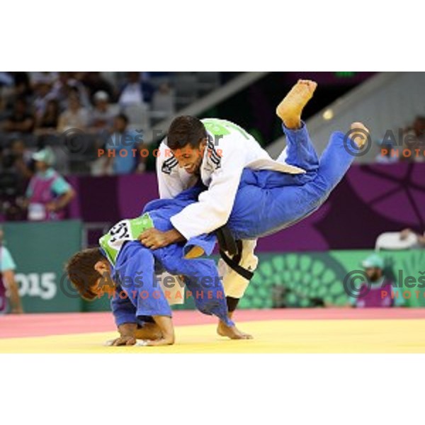 Andraz Jereb of Slovenia fights in Men\'s -66 kg at Judo Tournament in Heydar Aliyev Arena at First European Games Baku 2015 in European Games Park, Azerbaijan on June 25, 2015