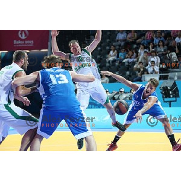Quarterfinals of Men\'s basketball 3x3 between Slovenia and Greece at First European Games Baku 2015 in European Games Park, Azerbaijan on June 25, 2015