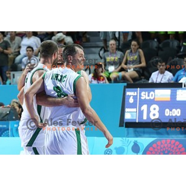 Quarterfinals of Men\'s basketball 3x3 between Slovenia and Greece at First European Games Baku 2015 in European Games Park, Azerbaijan on June 25, 2015