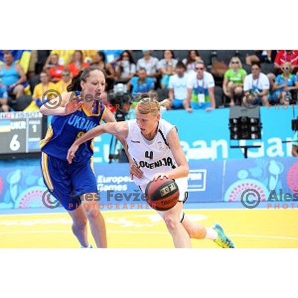 Semifinal of Women\'s basketball 3x3 Slovenia-Ukraine at First European Games Baku 2015 in European Games Park, Azerbaijan on June 26, 2015