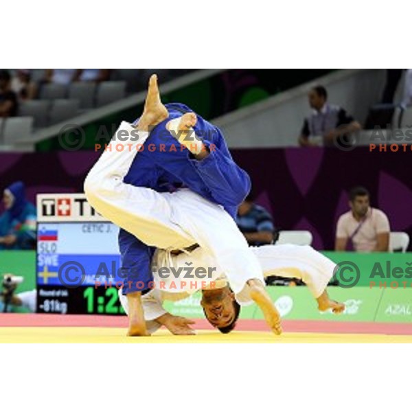 Jesenko Cetic of Slovenia competes in Men\'s -81 kg at Judo Tournament in Heydar Aliyev Arena at First European Games Baku 2015 in European Games Park, Azerbaijan on June 26, 2015
