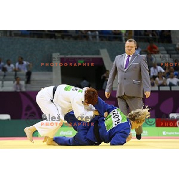 Tina Trstenjak of Slovenia competes in Women\'s -63 kg at Judo Tournament in Heydar Aliyev Arena at First European Games Baku 2015 in European Games Park, Azerbaijan on June 26, 2015