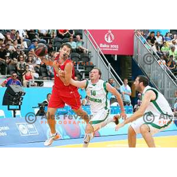 Semifinal of Men\'s basketball 3x3 Slovenia-Russia at First European Games Baku 2015 in European Games Park, Azerbaijan on June 26, 2015