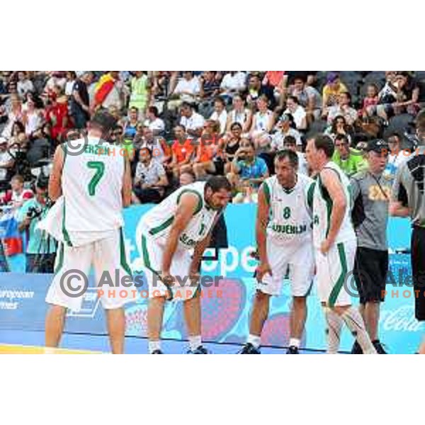 Semifinal of Men\'s basketball 3x3 Slovenia-Russia at First European Games Baku 2015 in European Games Park, Azerbaijan on June 26, 2015