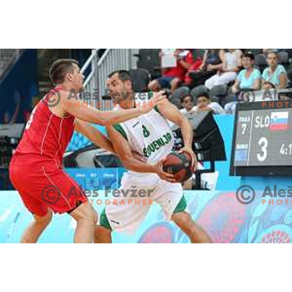 Semifinal of Men\'s basketball 3x3 Slovenia-Russia at First European Games Baku 2015 in European Games Park, Azerbaijan on June 26, 2015