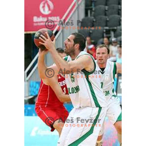 Semifinal of Men\'s basketball 3x3 Slovenia-Russia at First European Games Baku 2015 in European Games Park, Azerbaijan on June 26, 2015