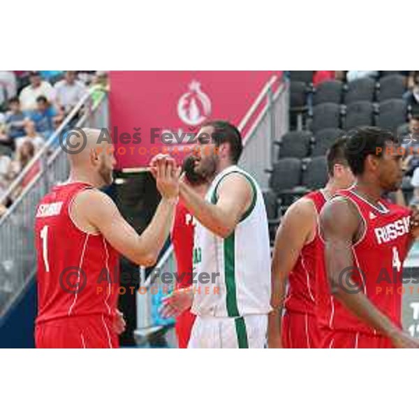 Semifinal of Men\'s basketball 3x3 Slovenia-Russia at First European Games Baku 2015 in European Games Park, Azerbaijan on June 26, 2015