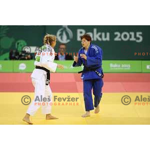Tina Trstenjak of Slovenia competes in the Final of Women\'s -63 kg at Judo Tournament in Heydar Aliyev Arena at First European Games Baku 2015 in European Games Park, Azerbaijan on June 26, 2015