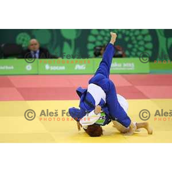 Tina Trstenjak of Slovenia competes in the Final of Women\'s -63 kg at Judo Tournament in Heydar Aliyev Arena at First European Games Baku 2015 in European Games Park, Azerbaijan on June 26, 2015