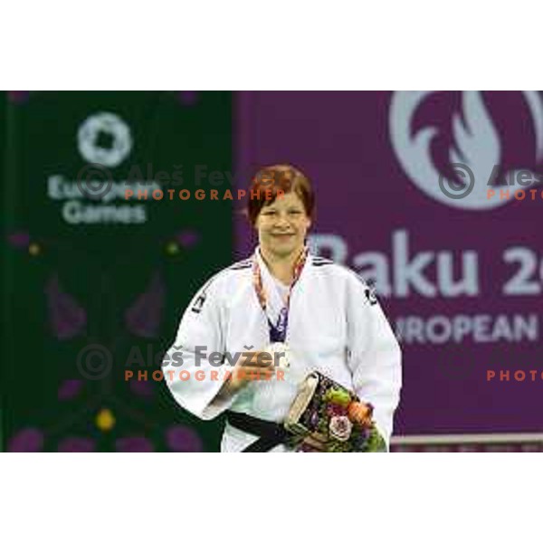 Tina Trstenjak of Slovenia, winner of silver medal in Women\'s -63 kg Judo Tournament in Heydar Aliyev Arena at First European Games Baku 2015 in European Games Park, Azerbaijan on June 26, 2015