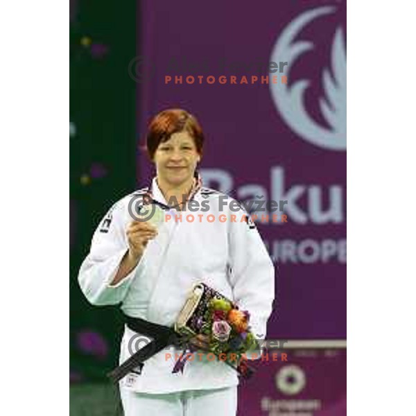 Tina Trstenjak of Slovenia, winner of silver medal in Women\'s -63 kg Judo Tournament in Heydar Aliyev Arena at First European Games Baku 2015 in European Games Park, Azerbaijan on June 26, 2015