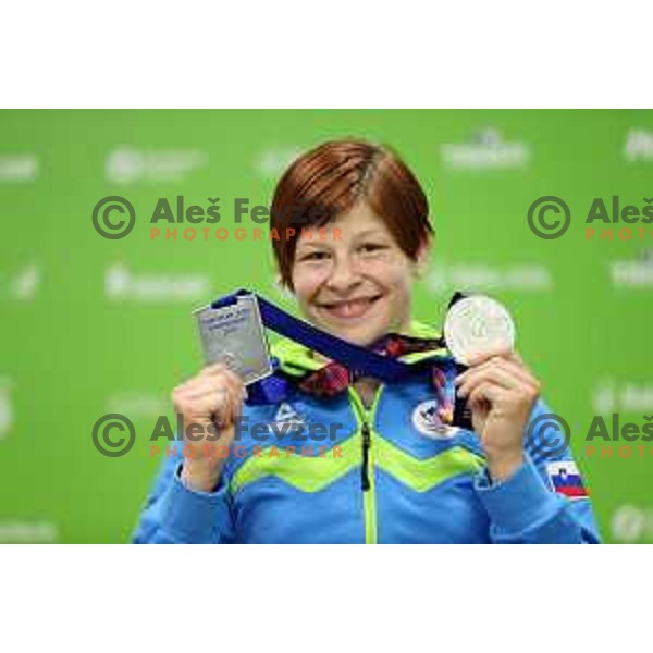 Tina Trstenjak of Slovenia, winner of silver medal at Women\'s -63 kg at Judo Tournament in Heydar Aliyev Arena at First European Games Baku 2015 in European Games Park, Azerbaijan on June 26, 2015