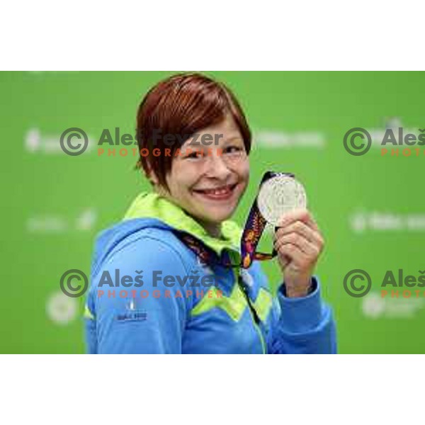 Tina Trstenjak of Slovenia, winner of silver medal at Women\'s -63 kg at Judo Tournament in Heydar Aliyev Arena at First European Games Baku 2015 in European Games Park, Azerbaijan on June 26, 2015