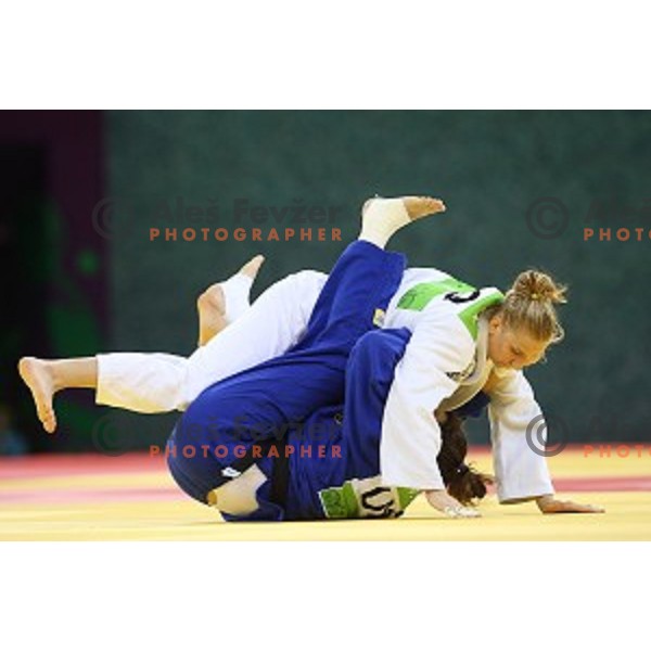 Anamarija Velensek of Slovenia, winner of bronze medal in Women\'s -78 kg at Judo Tournament in Heydar Aliyev Arena at First European Games Baku 2015 in European Games Park, Azerbaijan on June 27, 2015