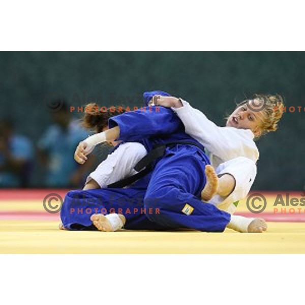 Anamarija Velensek of Slovenia, winner of bronze medal in Women\'s -78 kg at Judo Tournament in Heydar Aliyev Arena at First European Games Baku 2015 in European Games Park, Azerbaijan on June 27, 2015