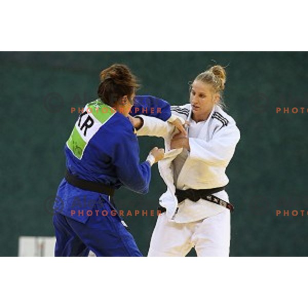 Anamarija Velensek of Slovenia, winner of bronze medal in Women\'s -78 kg at Judo Tournament in Heydar Aliyev Arena at First European Games Baku 2015 in European Games Park, Azerbaijan on June 27, 2015