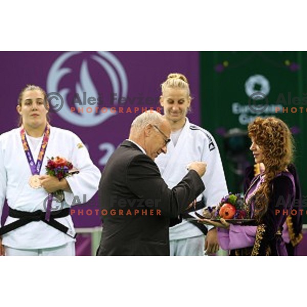 Anamarija Velensek of Slovenia, winner of bronze medal in Women\'s -78 kg at Judo Tournament in Heydar Aliyev Arena at First European Games Baku 2015 in European Games Park, Azerbaijan on June 27, 2015