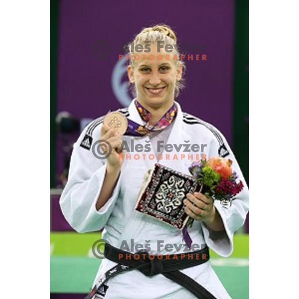 Anamarija Velensek of Slovenia, winner of bronze medal in Women\'s -78 kg at Judo Tournament in Heydar Aliyev Arena at First European Games Baku 2015 in European Games Park, Azerbaijan on June 27, 2015