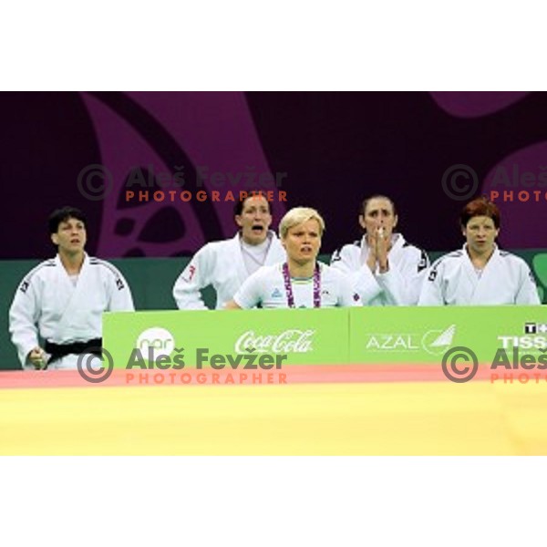Urska Zolnir, head coach of Slovenia at Judo Team event in Heydar Aliyev Arena at First European Games Baku 2015 in European Games Park, Azerbaijan on June 28, 2015