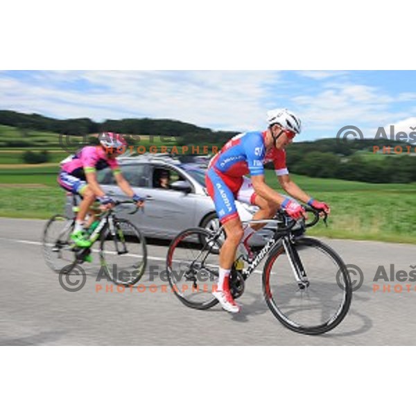 Kristijan Fajt of Adria Mobil and Luka Pibernik of Lampre Merida, winner of Slovenian National Cycling Championships in Mirna pec on June 29, 2015