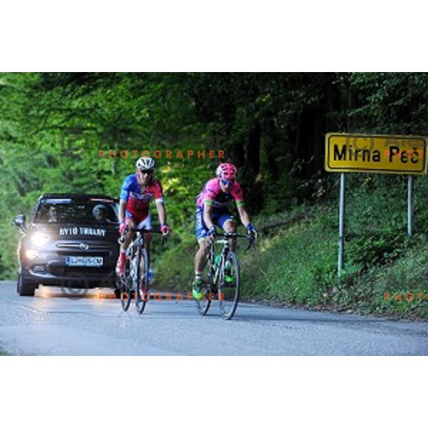 Kristijan Fajt of Adria Mobil and Luka Pibernik of Lampre Merida, winner of Slovenian National Cycling Championships in Mirna pec on June 29, 2015