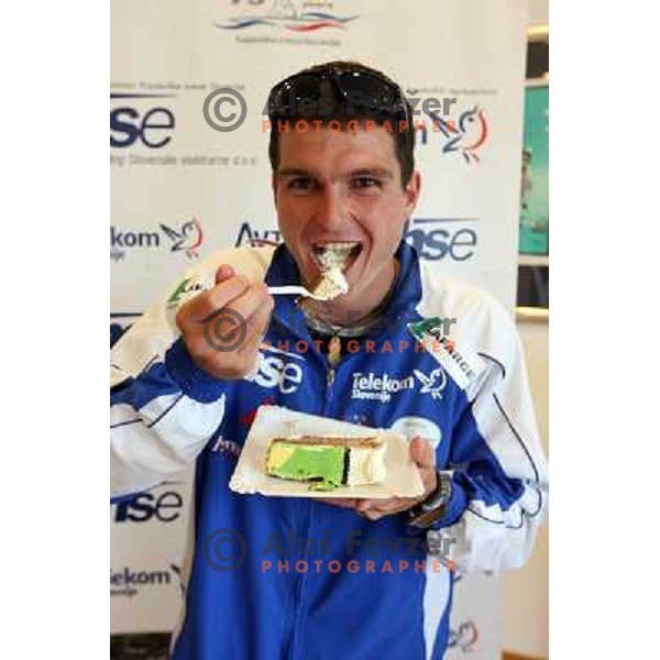 Peter Kauzer, member of Slovenia National kayak&Canoe team for World Championships in Brasil at press conference in Ljubljana.Photo by Ales Fevzer 